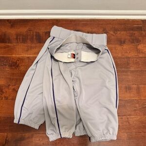 Alleson Athletic Gray Baseball Knickers w Purple Piping Youth Large never worn